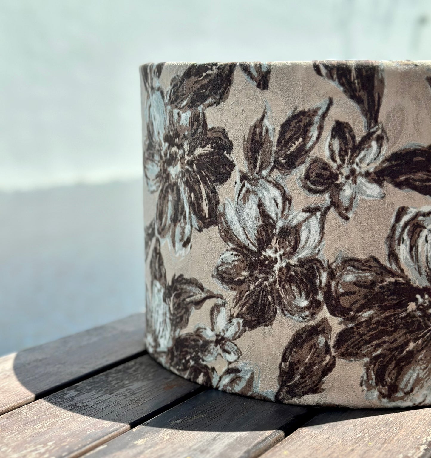 Handmade fabric lampshade Singapore in beige floral