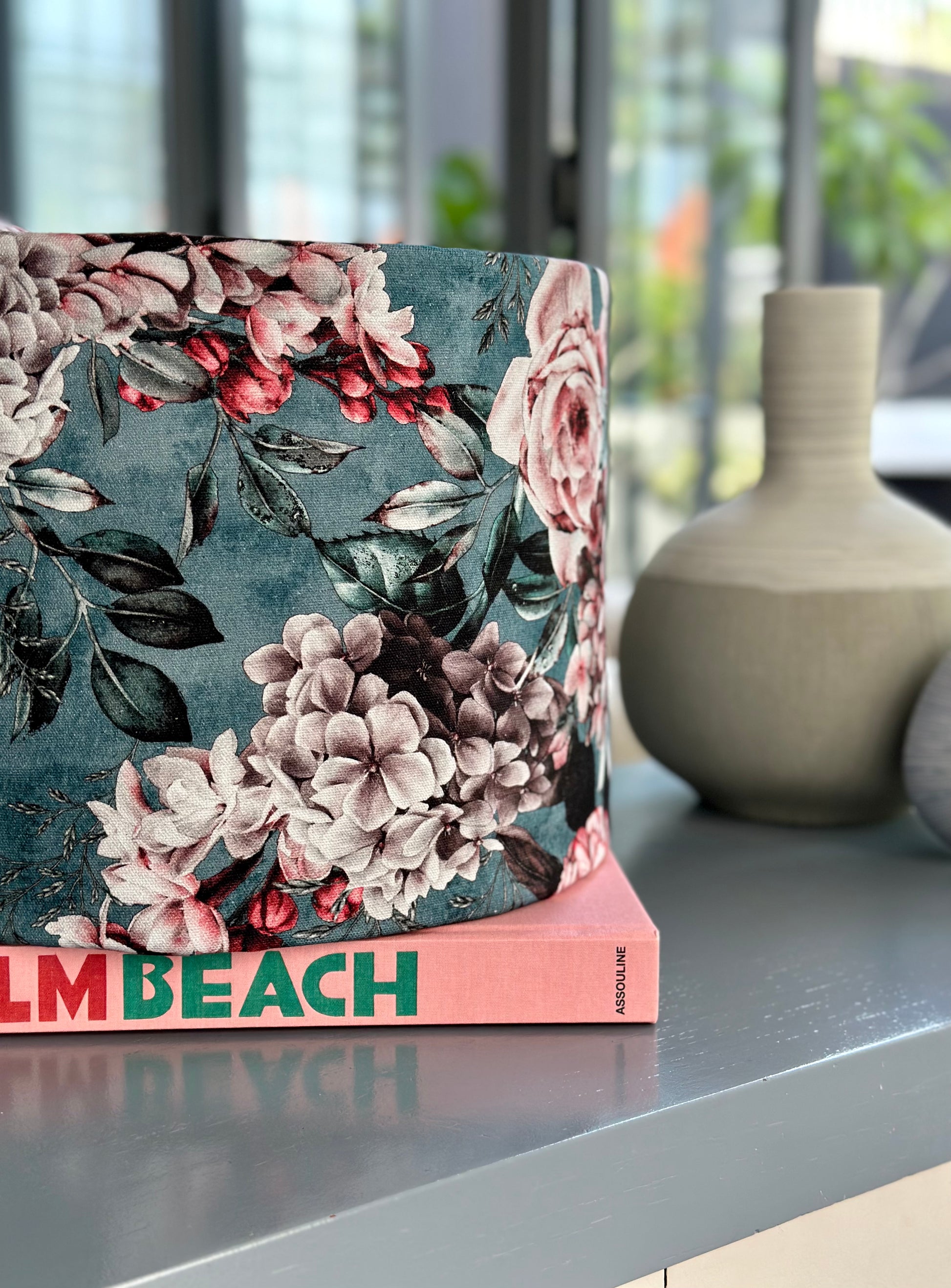 Handmade fabric lampshade Singapore with floral pattern