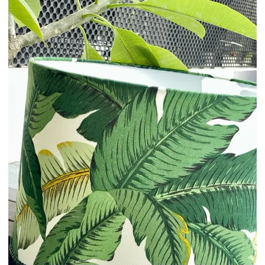 Handmade lampshades Singapore in Tommy Bahama green palm leaf pattern
