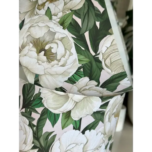 Green and beige floral lampshade