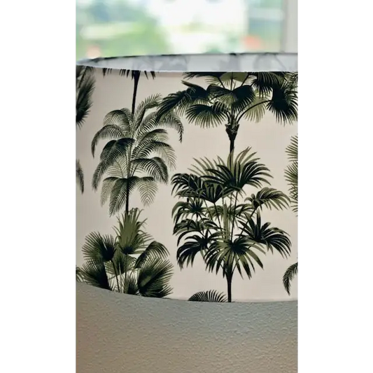 White and green fern palm tree lampshade