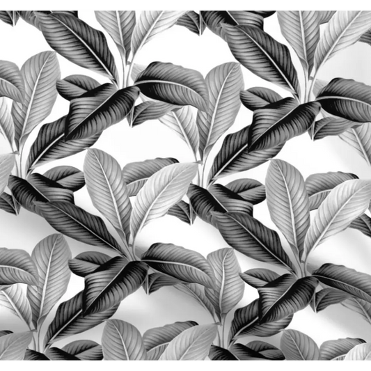 Grey / black and white tropical leaf lampshade