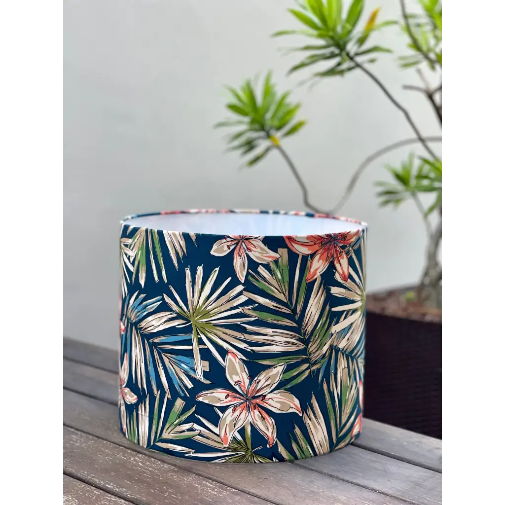 Handmade fabric lampshade Singapore in tropical print