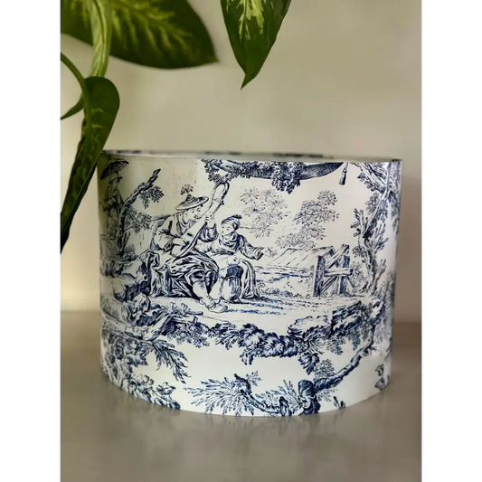 Blue and white chinoserie print lampshade