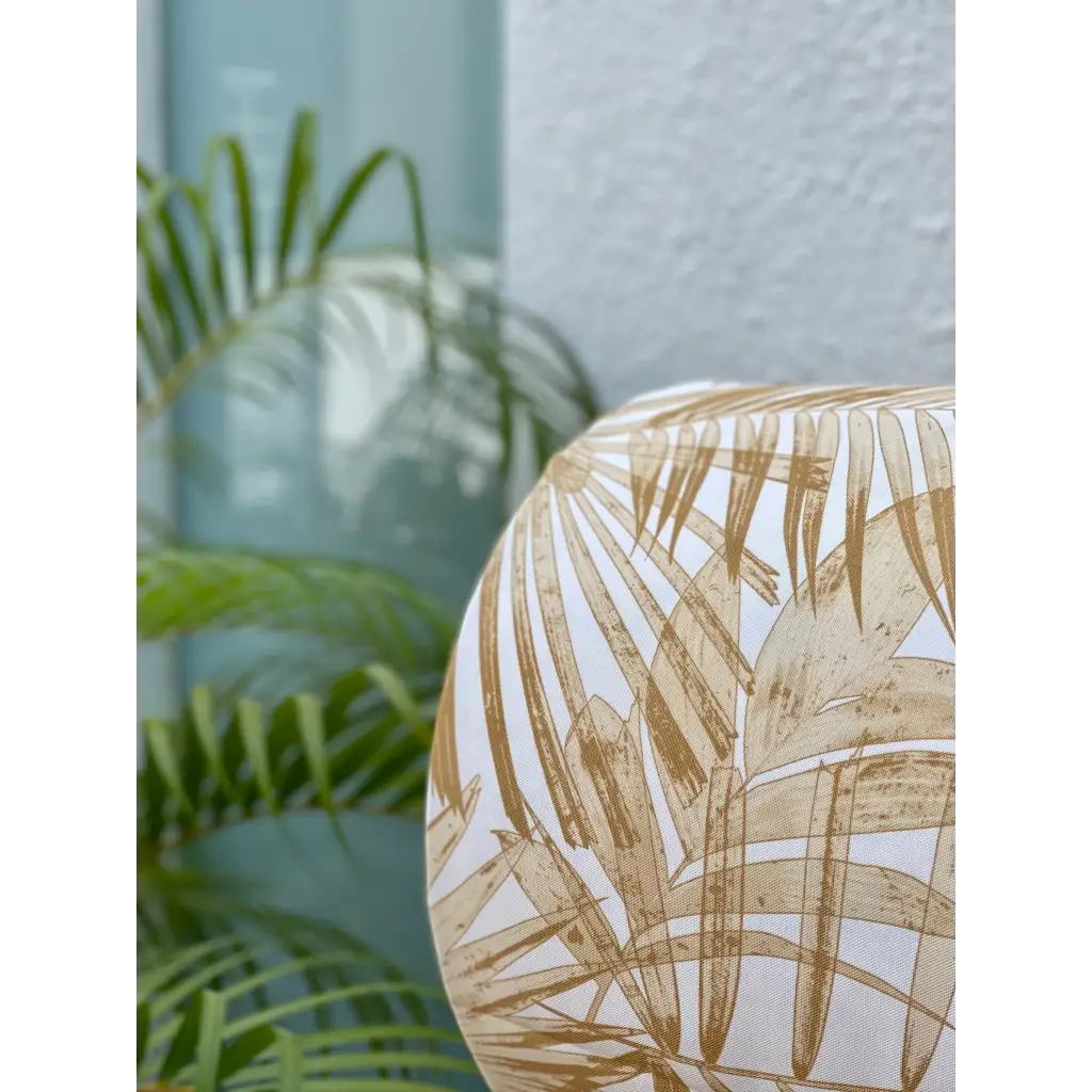 Handmade fabric lampshade Singapore in yellow fern pattern