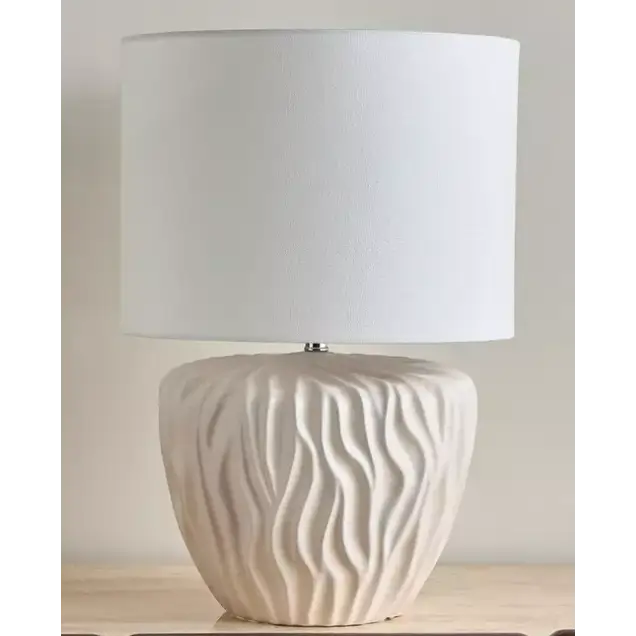 Kenzi ceramic table lamp - Kenzi ceramic table lamp with customised shade / Standard off white shade - Lampshade lamp