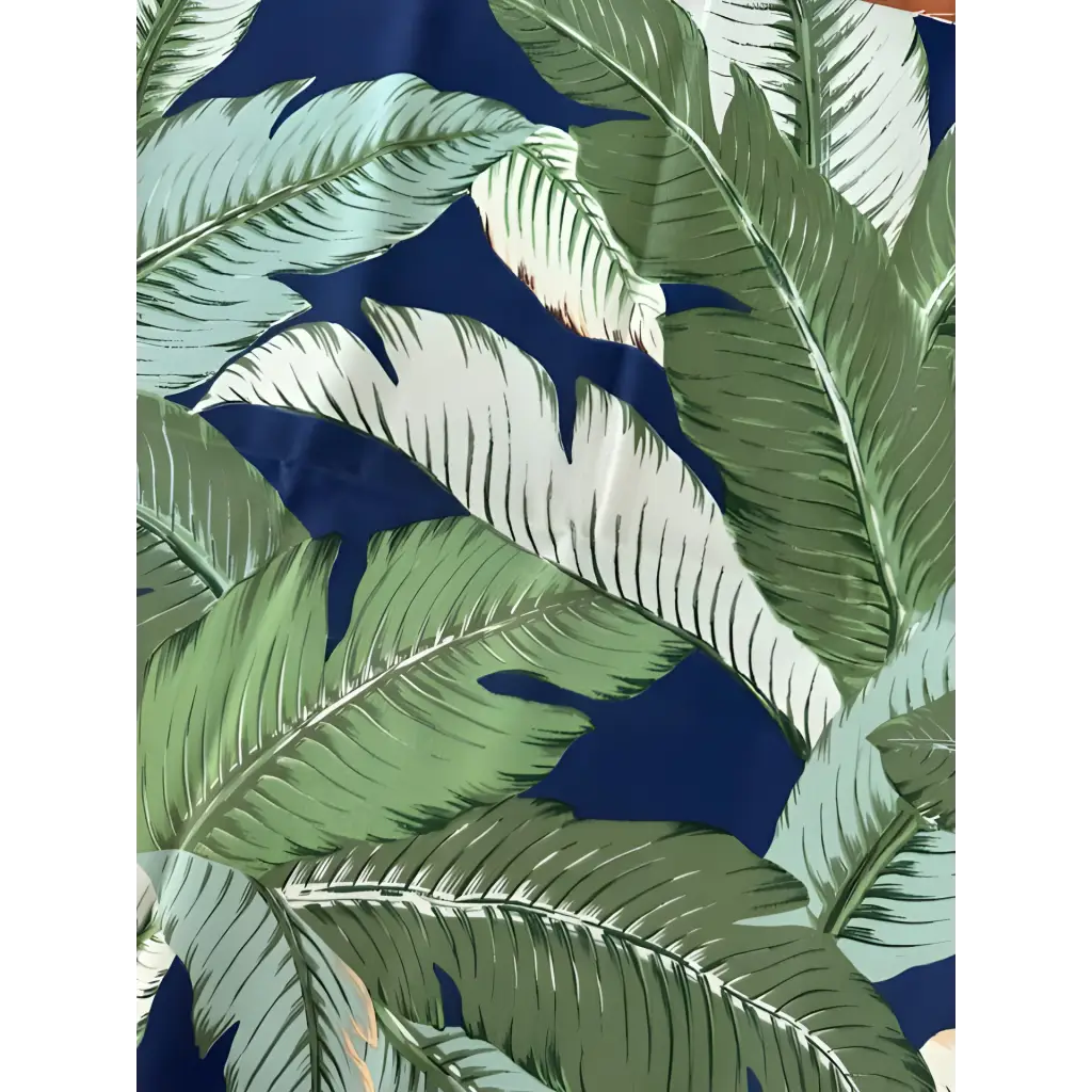 Navy and green banana leaf lampshade