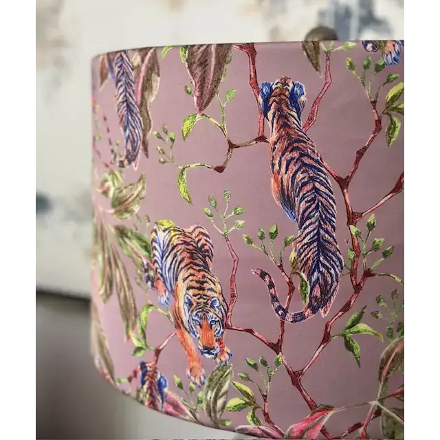 Light pink tiger print jungle lampshade 