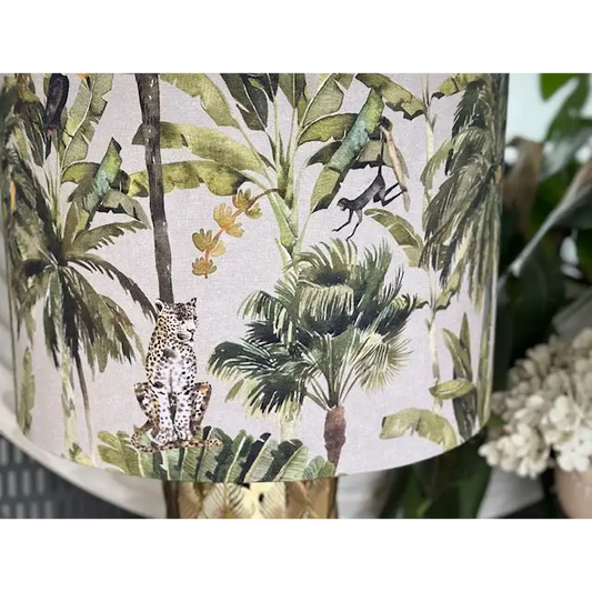 Handmade fabric lampshade Singapore with jungle design