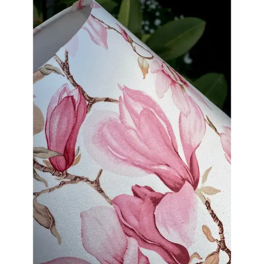 Handmade fabric lampshade Singapore with pink flower design