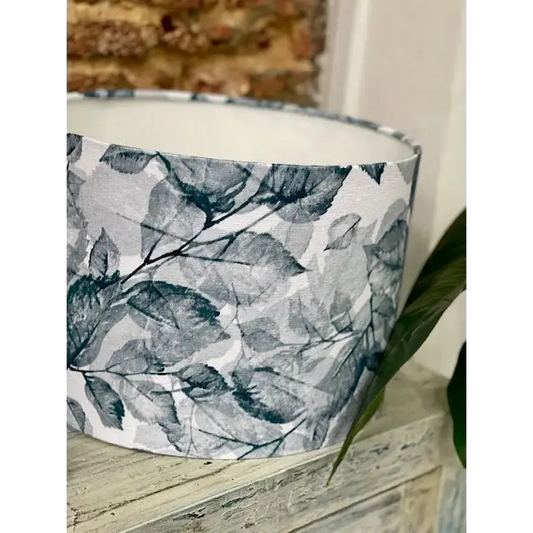 Handmade fabric lampshade Singapore with leaf pattern