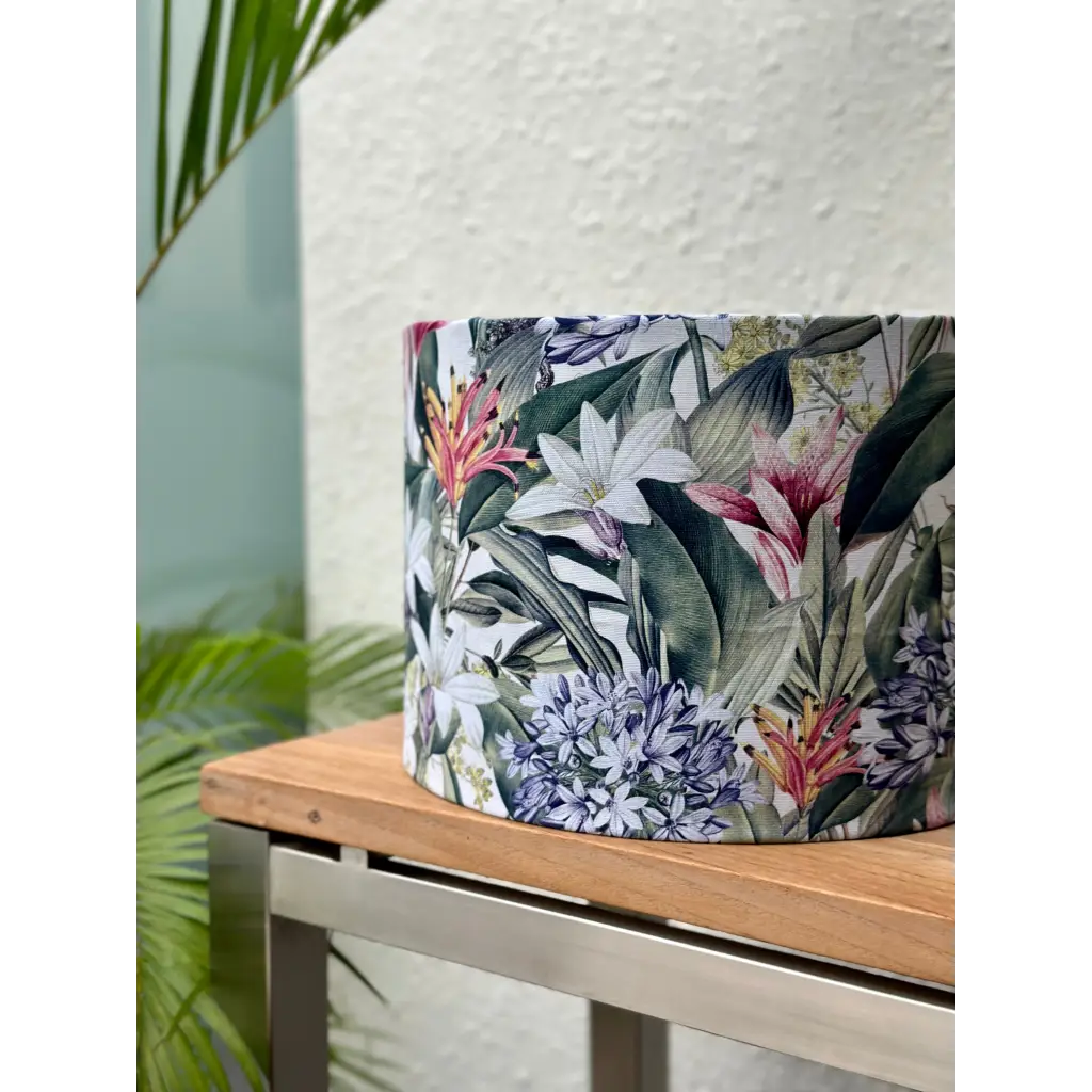 Handmade fabric lampshade Singapore with floral design